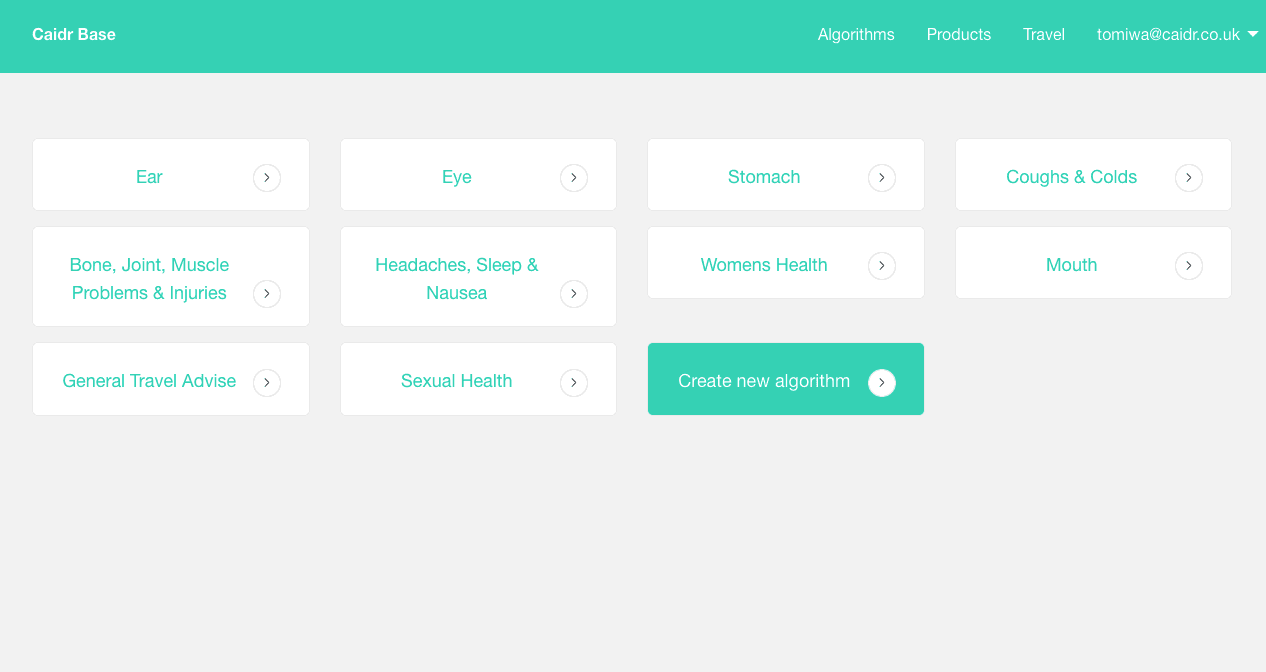 HealthWords clinical pathway authoring platform showing specialist-defined clinical algorithms
